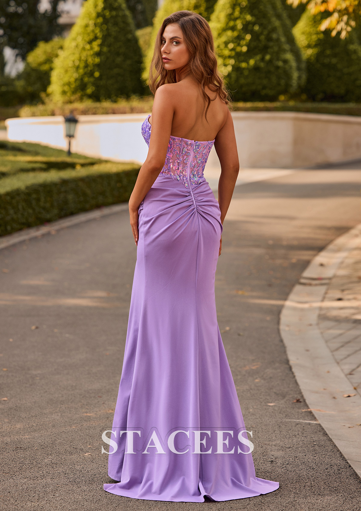 Tahiti Fourreau cache coeur tricot traîne balayage robe de bal  - STACEES