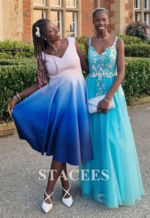 a-line/princess paillette tulle v-neck floor-length sleeveless dresses A-line Princess V Neck Sleeveless Floor-Length Tulle Prom Dress with  Glitter Appliqued Beading Split S7742P - Prom Dresses